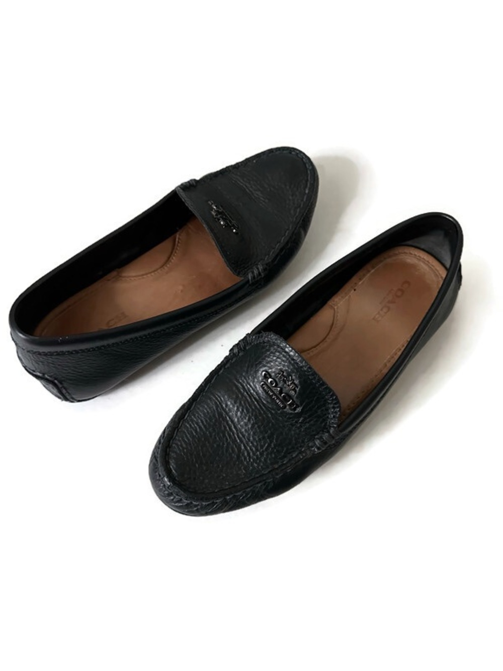 Coach Mary Lock Up Navy Pebbled Leather Slip-On Loafers
